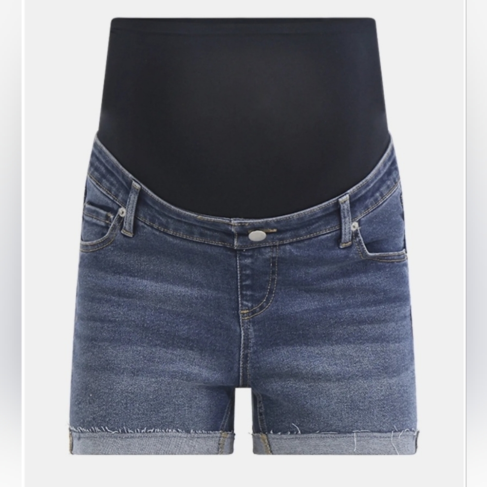 New Women's Maternity Roll Cuff Shorts size small denim jeans shorts